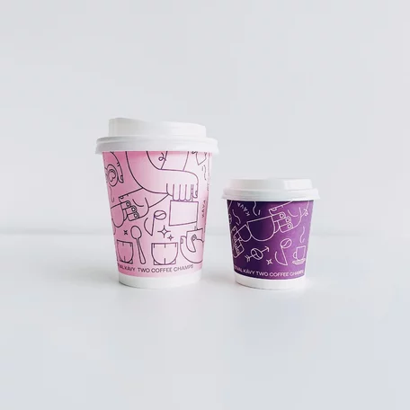 papierove pohare s vlastnou potlacou Two Coffee Champs